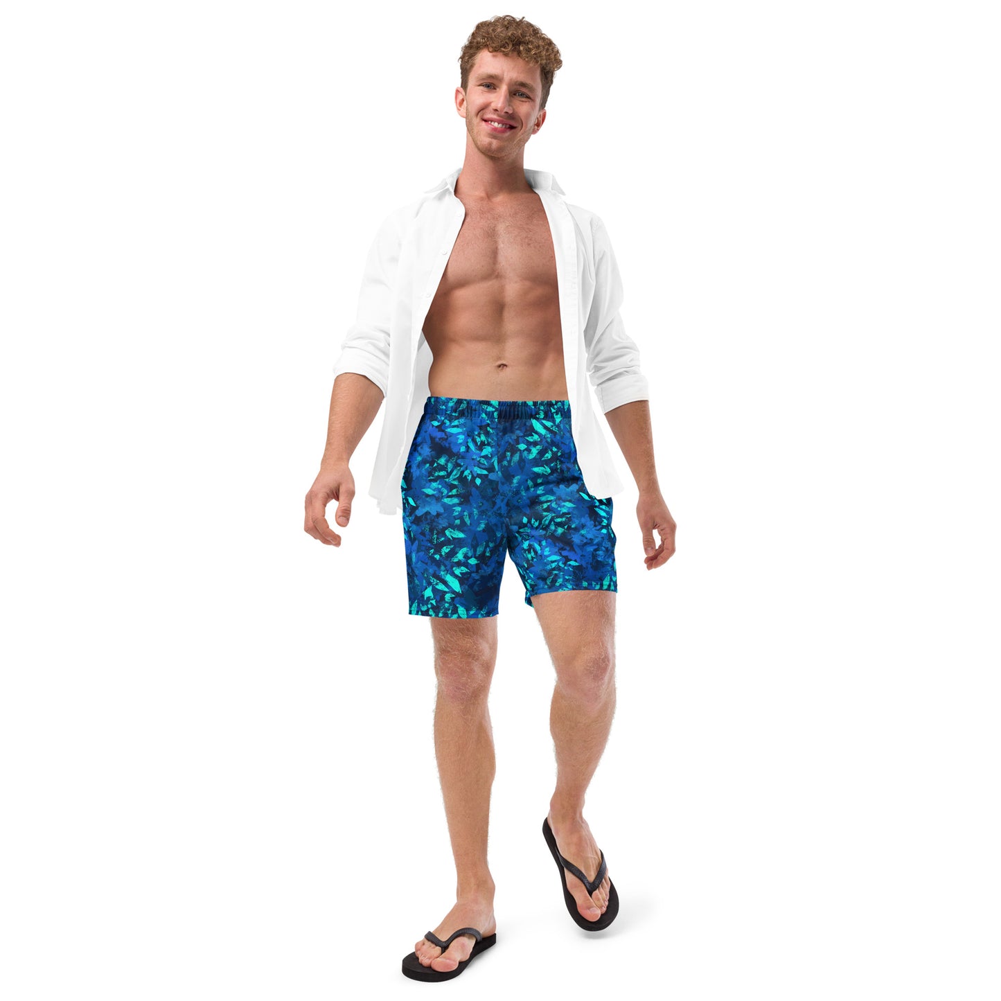 Blue Leaves Swim Trunks - Calderwood Shop